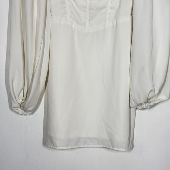 Princess Polly Lillie Long Sleeve White Mini Dress Size 0 Draped Corset Style - Picture 10 of 10